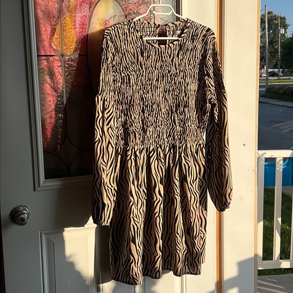 Missguided black and tan zebra print dress, size 14
